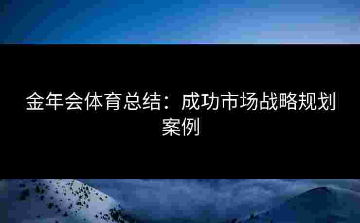 金年会体育总结：成功市场战略规划案例