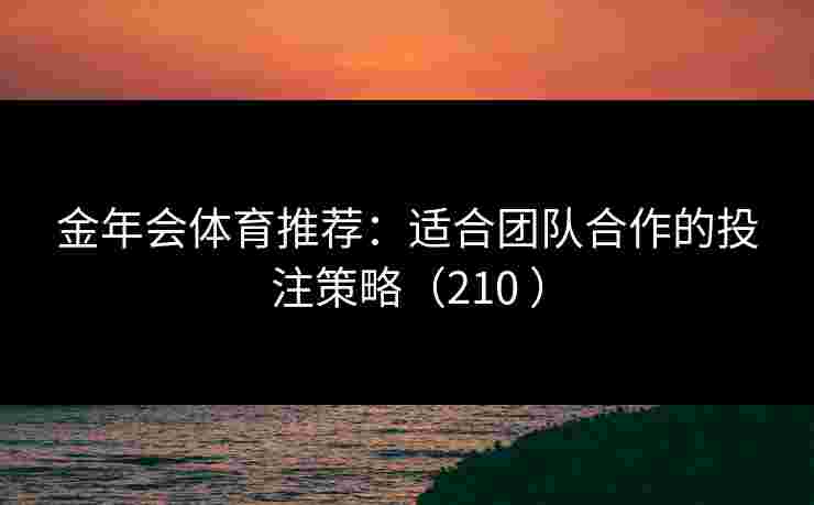 金年会体育推荐：适合团队合作的投注策略（210 ）