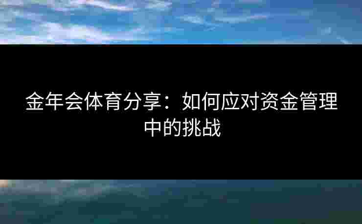 金年会体育分享：如何应对资金管理中的挑战
